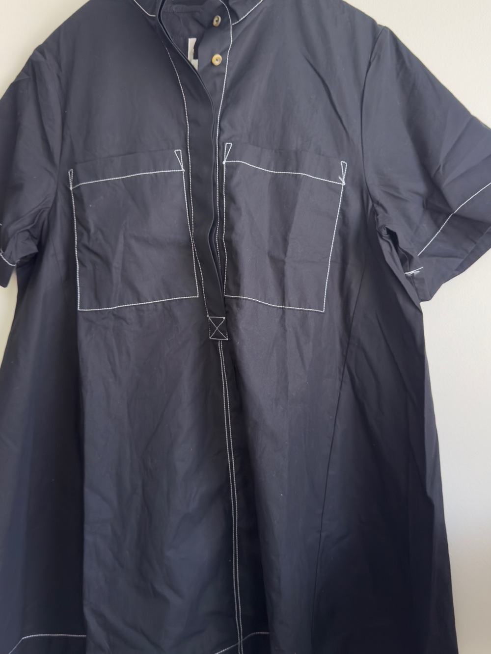 Anthropologie Boxy Black Mini Dress with Contrast Stitching - Picture 7 of 10
